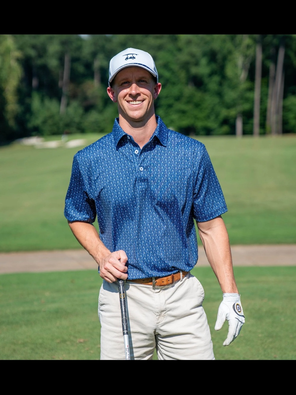 Men's Blue Patterned Polo Shirt